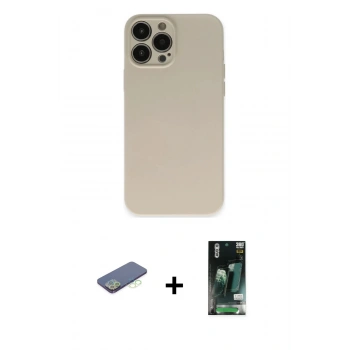 MARSİLYAN™- iPhone 13 Pro Kılıf Ahenk Serisi - Şeffaf 360 Full Body Arka Koruyucu + Renkli Kamera Lens Koruma Cam - YL