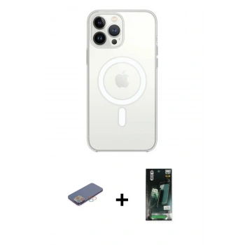 MARSİLYAN™- iPhone 13 Pro Kılıf Ahenk Yansıma Prime - Şeffaf 360 Full Body Arka Koruyucu + Renkli Kamera Lens Koruma Cam - PE