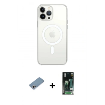 MARSİLYAN™- iPhone 13 Pro Kılıf Ahenk Yansıma Prime - Şeffaf 360 Full Body Arka Koruyucu + Shine Kamera Lens Koruma Cam - GI