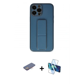 MARSİLYAN™- iPhone 13 Pro Kılıf Akış Doku - Siyah 3D Antistatik Seramik Nano Ekran Koruyucu + Renkli Kamera Lens Koruma Cam - PE