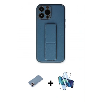 MARSİLYAN™- iPhone 13 Pro Kılıf Akış Doku - Siyah 3D Antistatik Seramik Nano Ekran Koruyucu + Shine Kamera Lens Koruma Cam - PE