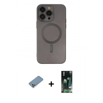 MARSİLYAN™- iPhone 13 Pro Kılıf Akış Minimal Özel Seri - Şeffaf 360 Full Body Arka Koruyucu + Shine Kamera Lens Koruma Cam - GI