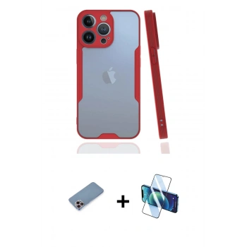MARSİLYAN™- iPhone 13 Pro Kılıf Atlas Asil Serisi - Siyah 3D Antistatik Seramik Nano Ekran Koruyucu + Shine Kamera Lens Koruma Cam - PE