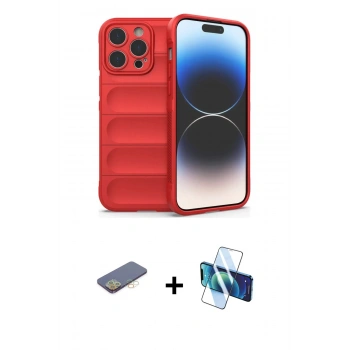 MARSİLYAN™- iPhone 13 Pro Kılıf Atlas Koleksiyonu - Siyah 3D Antistatik Seramik Nano Ekran Koruyucu + Renkli Kamera Lens Koruma Cam - SI