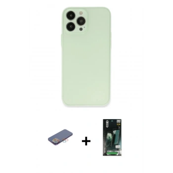MARSİLYAN™- iPhone 13 Pro Kılıf Atlas Minimal Prime - Şeffaf 360 Full Body Arka Koruyucu + Renkli Kamera Lens Koruma Cam - PE