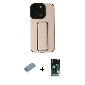 MARSİLYAN™- iPhone 13 Pro Kılıf Çekirdek Yansıma - Şeffaf 360 Full Body Arka Koruyucu + Shine Kamera Lens Koruma Cam - PE