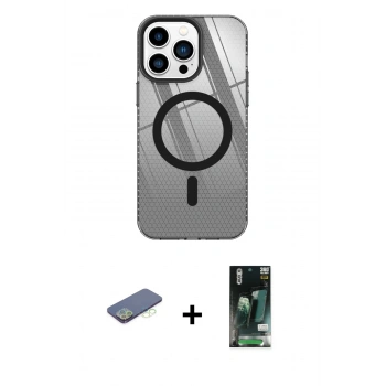 MARSİLYAN™- iPhone 13 Pro Kılıf Doruk Prime - Şeffaf 360 Full Body Arka Koruyucu + Renkli Kamera Lens Koruma Cam - YL