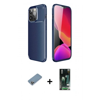 MARSİLYAN™- iPhone 13 Pro Kılıf Eksen Form Prime - Şeffaf 360 Full Body Arka Koruyucu + Shine Kamera Lens Koruma Cam - GI