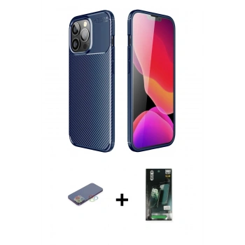 MARSİLYAN™- iPhone 13 Pro Kılıf Eksen Form Prime - Şeffaf 360 Full Body Arka Koruyucu + Renkli Kamera Lens Koruma Cam - MI