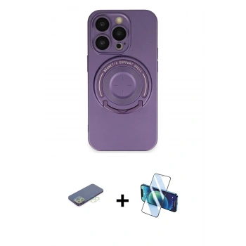 MARSİLYAN™- iPhone 13 Pro Kılıf Eksen Klasik Prime - Siyah 3D Antistatik Seramik Nano Ekran Koruyucu + Renkli Kamera Lens Koruma Cam - YL