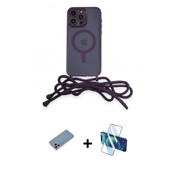 MARSİLYAN™- iPhone 13 Pro Kılıf Eksen Özel Seri - Siyah 3D Antistatik Seramik Nano Ekran Koruyucu + Shine Kamera Lens Koruma Cam - PE