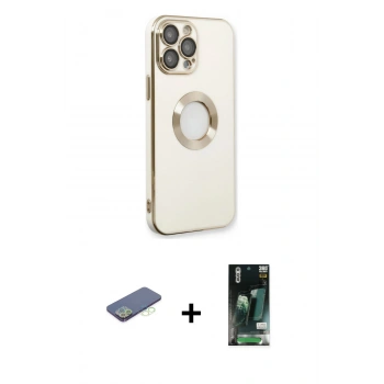 MARSİLYAN™- iPhone 13 Pro Kılıf İz Form Serisi - Şeffaf 360 Full Body Arka Koruyucu + Renkli Kamera Lens Koruma Cam - YL