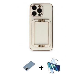 MARSİLYAN™- iPhone 13 Pro Kılıf Kozmos Minimal Prime - Siyah 3D Antistatik Seramik Nano Ekran Koruyucu + Shine Kamera Lens Koruma Cam - GI