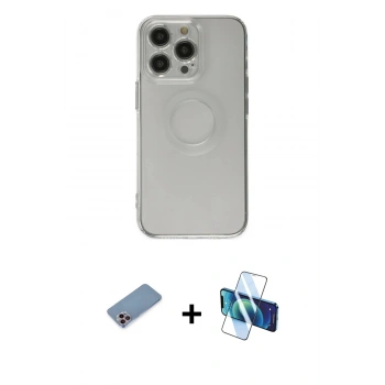 MARSİLYAN™- iPhone 13 Pro Kılıf Kutup Klasik - Siyah 3D Antistatik Seramik Nano Ekran Koruyucu + Shine Kamera Lens Koruma Cam - PE