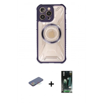 MARSİLYAN™- iPhone 13 Pro Kılıf Kutup Modern - Şeffaf 360 Full Body Arka Koruyucu + Renkli Kamera Lens Koruma Cam - MI