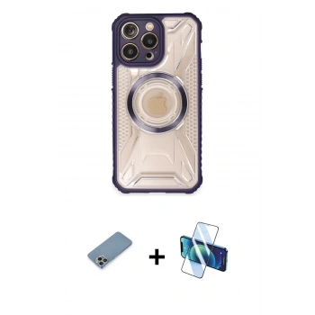 MARSİLYAN™- iPhone 13 Pro Kılıf Kutup Modern - Siyah 3D Antistatik Seramik Nano Ekran Koruyucu + Shine Kamera Lens Koruma Cam - GI