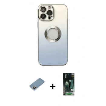 MARSİLYAN™- iPhone 13 Pro Kılıf Kutup Yansıma Özel Seri - Şeffaf 360 Full Body Arka Koruyucu + Shine Kamera Lens Koruma Cam - GI