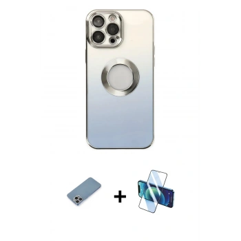 MARSİLYAN™- iPhone 13 Pro Kılıf Kutup Yansıma Özel Seri - Siyah 3D Antistatik Seramik Nano Ekran Koruyucu + Shine Kamera Lens Koruma Cam - GI