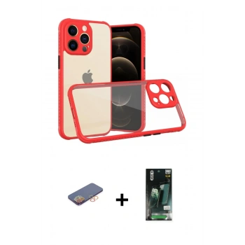 MARSİLYAN™- iPhone 13 Pro Kılıf Nova Asil Özel Seri - Şeffaf 360 Full Body Arka Koruyucu + Renkli Kamera Lens Koruma Cam - TU
