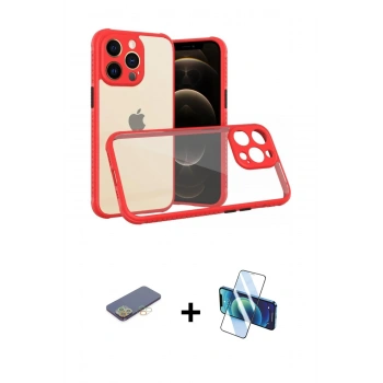 MARSİLYAN™- iPhone 13 Pro Kılıf Nova Asil Özel Seri - Siyah 3D Antistatik Seramik Nano Ekran Koruyucu + Renkli Kamera Lens Koruma Cam - SI