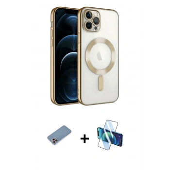 MARSİLYAN™- iPhone 13 Pro Kılıf Nova Işık Özel Seri - Siyah 3D Antistatik Seramik Nano Ekran Koruyucu + Shine Kamera Lens Koruma Cam - PE