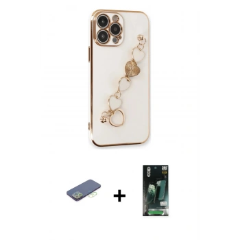 MARSİLYAN™- iPhone 13 Pro Kılıf Nova Işık Prime - Şeffaf 360 Full Body Arka Koruyucu + Renkli Kamera Lens Koruma Cam - YL