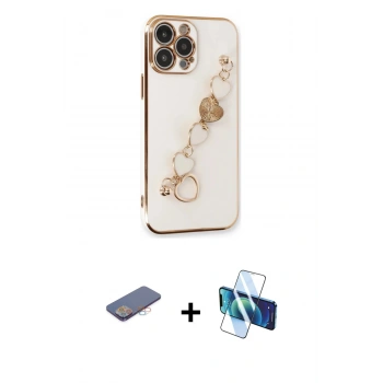 MARSİLYAN™- iPhone 13 Pro Kılıf Nova Işık Prime - Siyah 3D Antistatik Seramik Nano Ekran Koruyucu + Renkli Kamera Lens Koruma Cam - PE