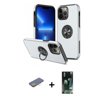 MARSİLYAN™- iPhone 13 Pro Kılıf Odak Form Prime - Şeffaf 360 Full Body Arka Koruyucu + Renkli Kamera Lens Koruma Cam - SI