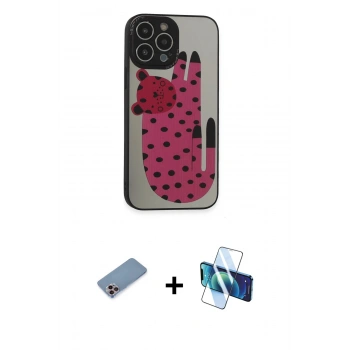 MARSİLYAN™- iPhone 13 Pro Kılıf Odak Klasik Serisi - Siyah 3D Antistatik Seramik Nano Ekran Koruyucu + Shine Kamera Lens Koruma Cam - PE