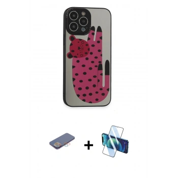 MARSİLYAN™- iPhone 13 Pro Kılıf Odak Klasik Serisi - Siyah 3D Antistatik Seramik Nano Ekran Koruyucu + Renkli Kamera Lens Koruma Cam - PE