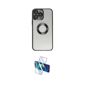MARSİLYAN™- iPhone 13 Pro Kılıf Pusula Form - Siyah 3D Antistatik Seramik Nano Ekran Koruyucu