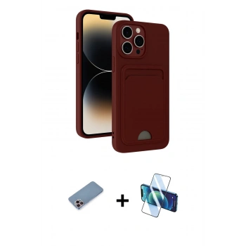 MARSİLYAN™- iPhone 13 Pro Kılıf Vadi Çizgi Prime - Siyah 3D Antistatik Seramik Nano Ekran Koruyucu + Shine Kamera Lens Koruma Cam - PE