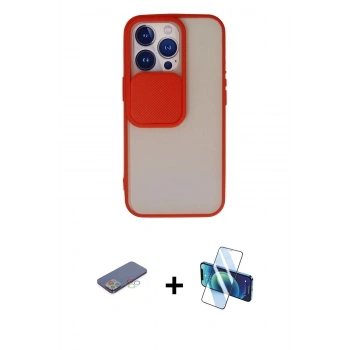 MARSİLYAN™- iPhone 13 Pro Kılıf Vadi Çizgi - Siyah 3D Antistatik Seramik Nano Ekran Koruyucu + Renkli Kamera Lens Koruma Cam - MI