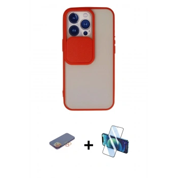 MARSİLYAN™- iPhone 13 Pro Kılıf Vadi Çizgi - Siyah 3D Antistatik Seramik Nano Ekran Koruyucu + Renkli Kamera Lens Koruma Cam - TU