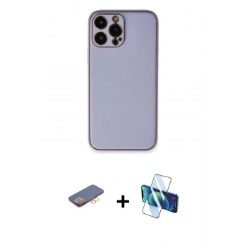 MARSİLYAN™- iPhone 13 Pro Kılıf Yadigar Klasik - Siyah 3D Antistatik Seramik Nano Ekran Koruyucu + Renkli Kamera Lens Koruma Cam - TU