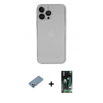 MARSİLYAN™- iPhone 13 Pro Kılıf Yadigar Yansıma Serisi - Şeffaf 360 Full Body Arka Koruyucu + Shine Kamera Lens Koruma Cam - GI