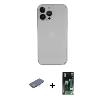 MARSİLYAN™- iPhone 13 Pro Kılıf Yadigar Yansıma Serisi - Şeffaf 360 Full Body Arka Koruyucu + Renkli Kamera Lens Koruma Cam - PE