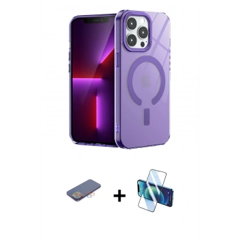 MARSİLYAN™- iPhone 13 Pro Kılıf Yankı Çizgi - Siyah 3D Antistatik Seramik Nano Ekran Koruyucu + Renkli Kamera Lens Koruma Cam - PE