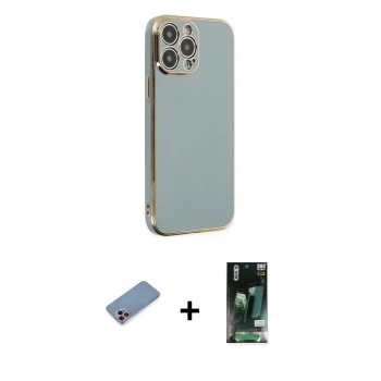 MARSİLYAN™- iPhone 13 Pro Kılıf Yankı Serisi - Şeffaf 360 Full Body Arka Koruyucu + Shine Kamera Lens Koruma Cam - PE