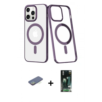 MARSİLYAN™- iPhone 13 Pro Kılıf Yörünge Minimal - Şeffaf 360 Full Body Arka Koruyucu + Renkli Kamera Lens Koruma Cam - YL