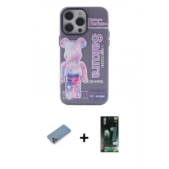 MARSİLYAN™- iPhone 13 Pro Kılıf Zirve Form Özel Seri - Şeffaf 360 Full Body Arka Koruyucu + Shine Kamera Lens Koruma Cam - PE