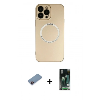 MARSİLYAN™- iPhone 13 Pro Kılıf Zirve Klasik Prime - Şeffaf 360 Full Body Arka Koruyucu + Shine Kamera Lens Koruma Cam - PE