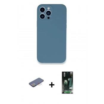 MARSİLYAN™- iPhone 13 Pro Kılıf Zirve Modern Özel Seri - Şeffaf 360 Full Body Arka Koruyucu + Renkli Kamera Lens Koruma Cam - MI