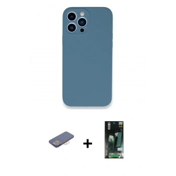 MARSİLYAN™- iPhone 13 Pro Kılıf Zirve Modern Özel Seri - Şeffaf 360 Full Body Arka Koruyucu + Renkli Kamera Lens Koruma Cam - PE