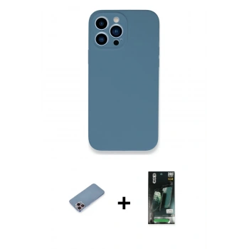 MARSİLYAN™- iPhone 13 Pro Kılıf Zirve Modern Özel Seri - Şeffaf 360 Full Body Arka Koruyucu + Shine Kamera Lens Koruma Cam - PE
