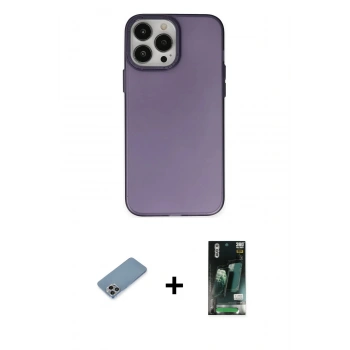 MARSİLYAN™- iPhone 13 Pro Max Kılıf Ahenk Çizgi Prime - Şeffaf 360 Full Body Arka Koruyucu + Shine Kamera Lens Koruma Cam - GI