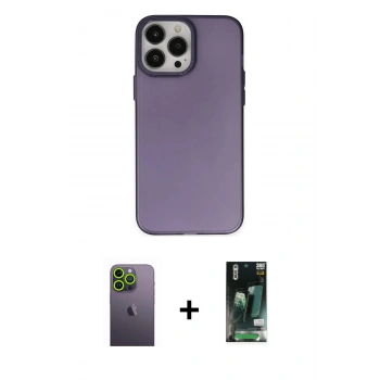 MARSİLYAN™- iPhone 13 Pro Max Kılıf Ahenk Çizgi Prime - Şeffaf 360 Full Body Arka Koruyucu + Neon Fosforlu Kamera Lens - YL