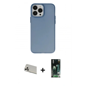 MARSİLYAN™- iPhone 13 Pro Max Kılıf Ahenk Çizgi Prime - Şeffaf 360 Full Body Arka Koruyucu + Rainbow Kamera Lens Koruma Cam - BZ