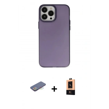 MARSİLYAN™- iPhone 13 Pro Max Kılıf Ahenk Çizgi Prime - Şeffaf Maxco Cam Ekran Koruyucu + Renkli Kamera Lens Koruma Cam - MI