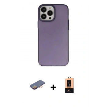 MARSİLYAN™- iPhone 13 Pro Max Kılıf Ahenk Çizgi Prime - Şeffaf Maxco Cam Ekran Koruyucu + Renkli Kamera Lens Koruma Cam - TU